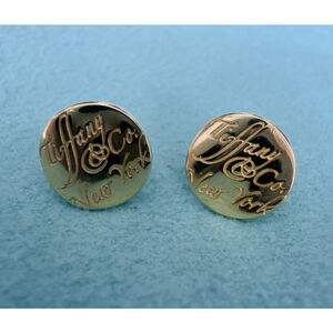 Tiffany & Co. Notes Round Stud Earrings 18k 750 Yellow Gold 9mm